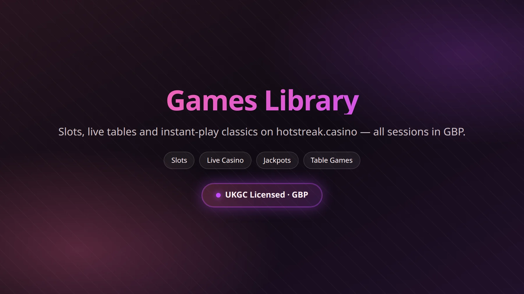 Hotstreak Casino games library overview